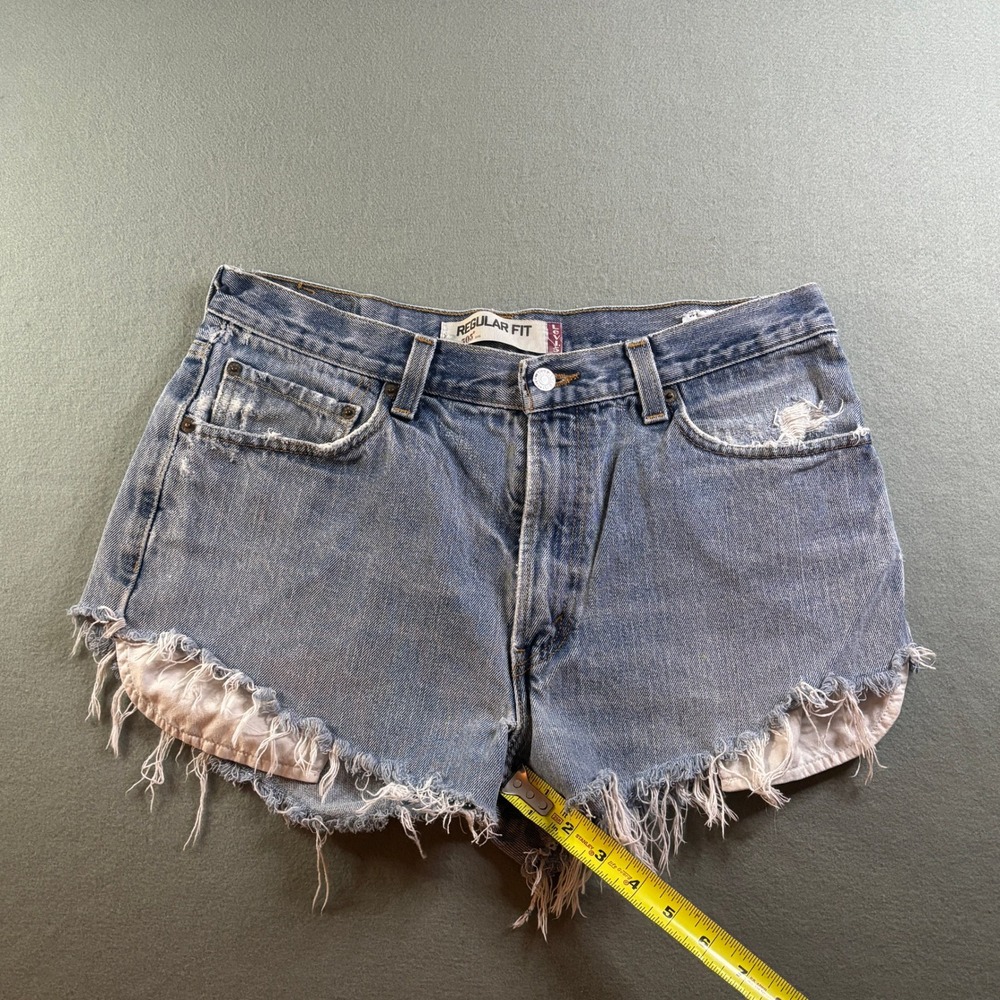 Vintage Levis 505 Cut Off Shorts Mens 34 High Waisted Cheeky Cutoff Daisy Dukes - Picture 4 of 9